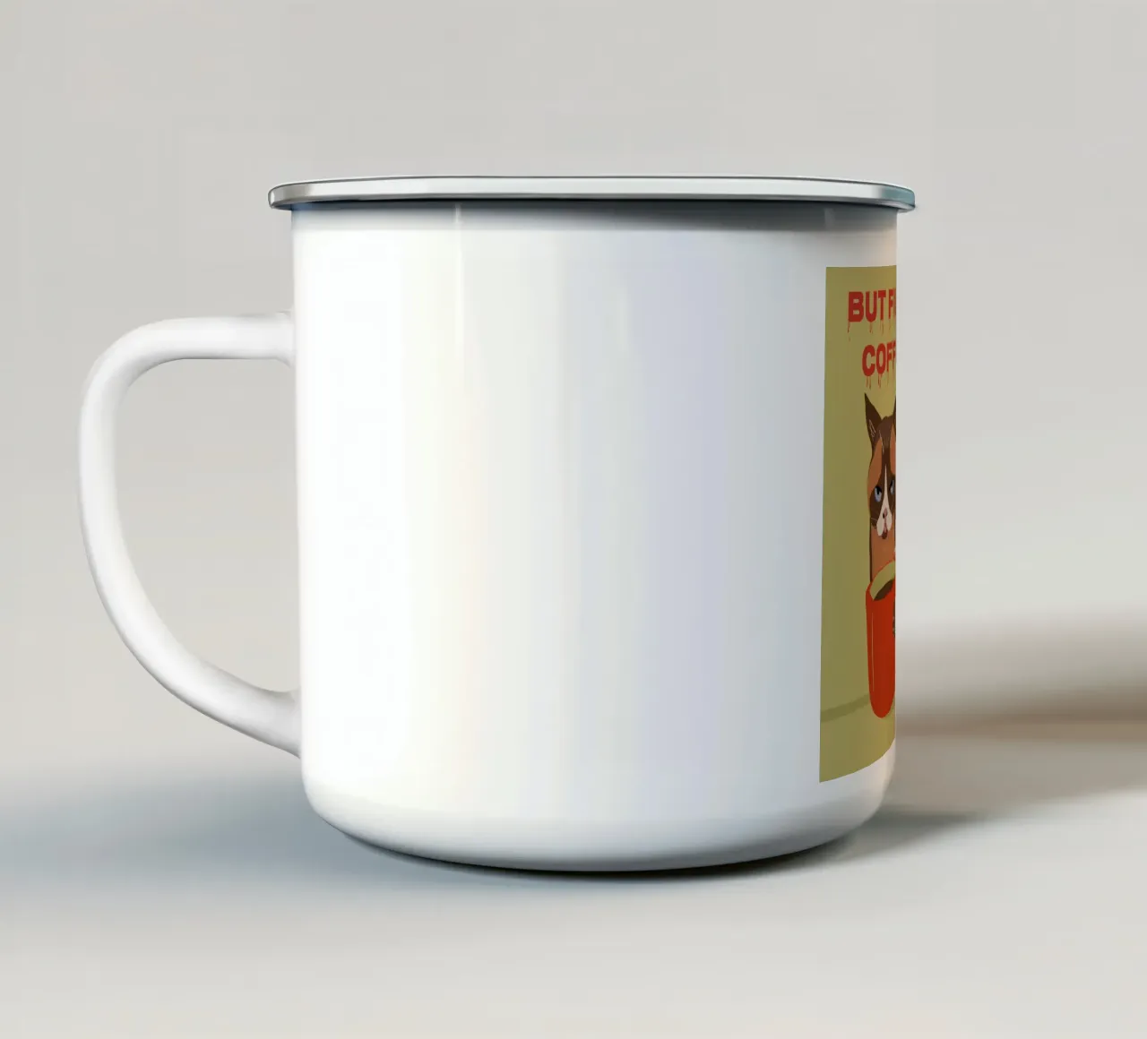 Ma prima il caffè - Tazza da caffè con gatto grande tazza in smalto da Lisa Jureczko Arts Illustration
