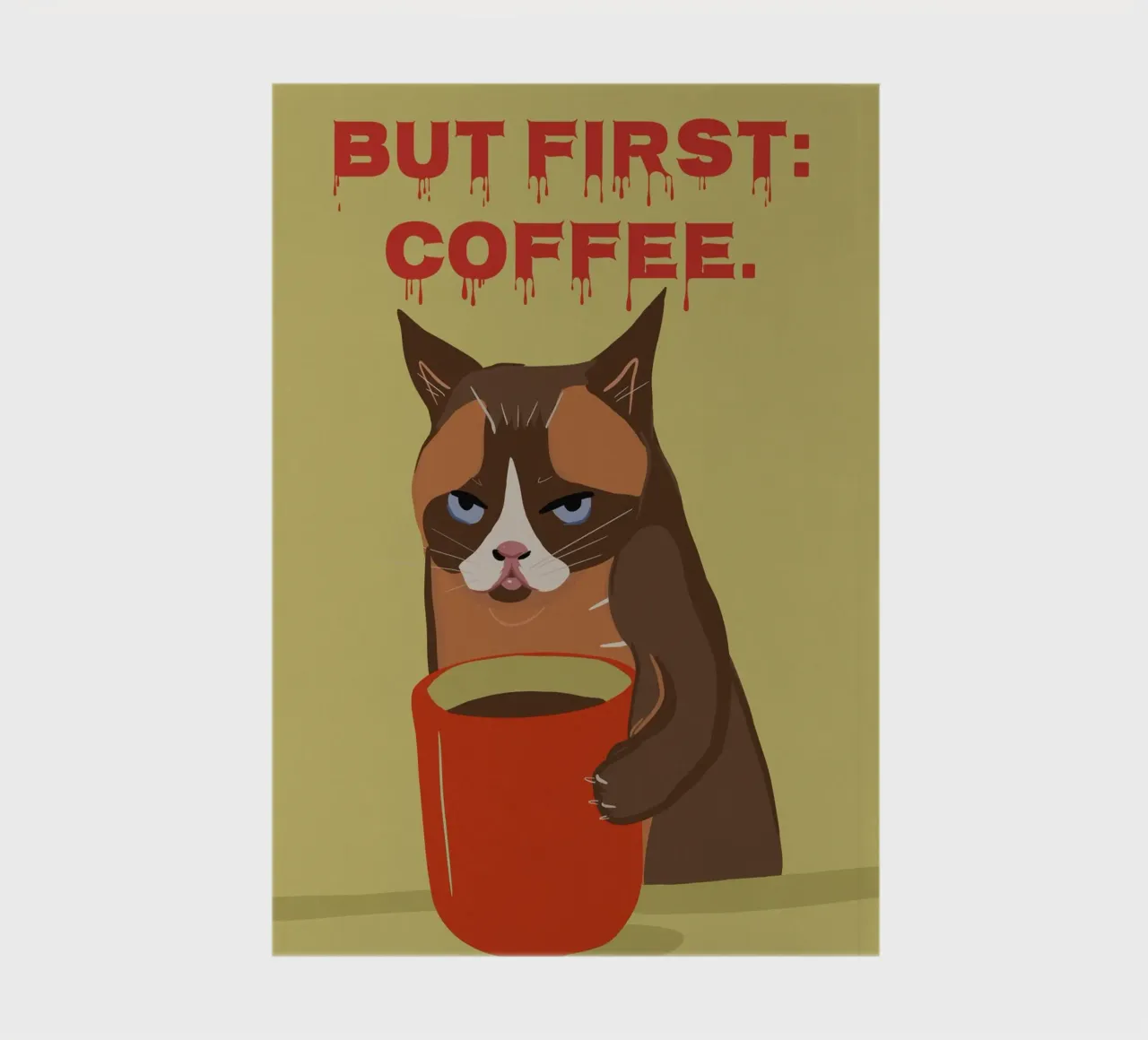 Ma prima il caffè - Tazza da caffè con gatto grande diario da Lisa Jureczko Arts Illustration