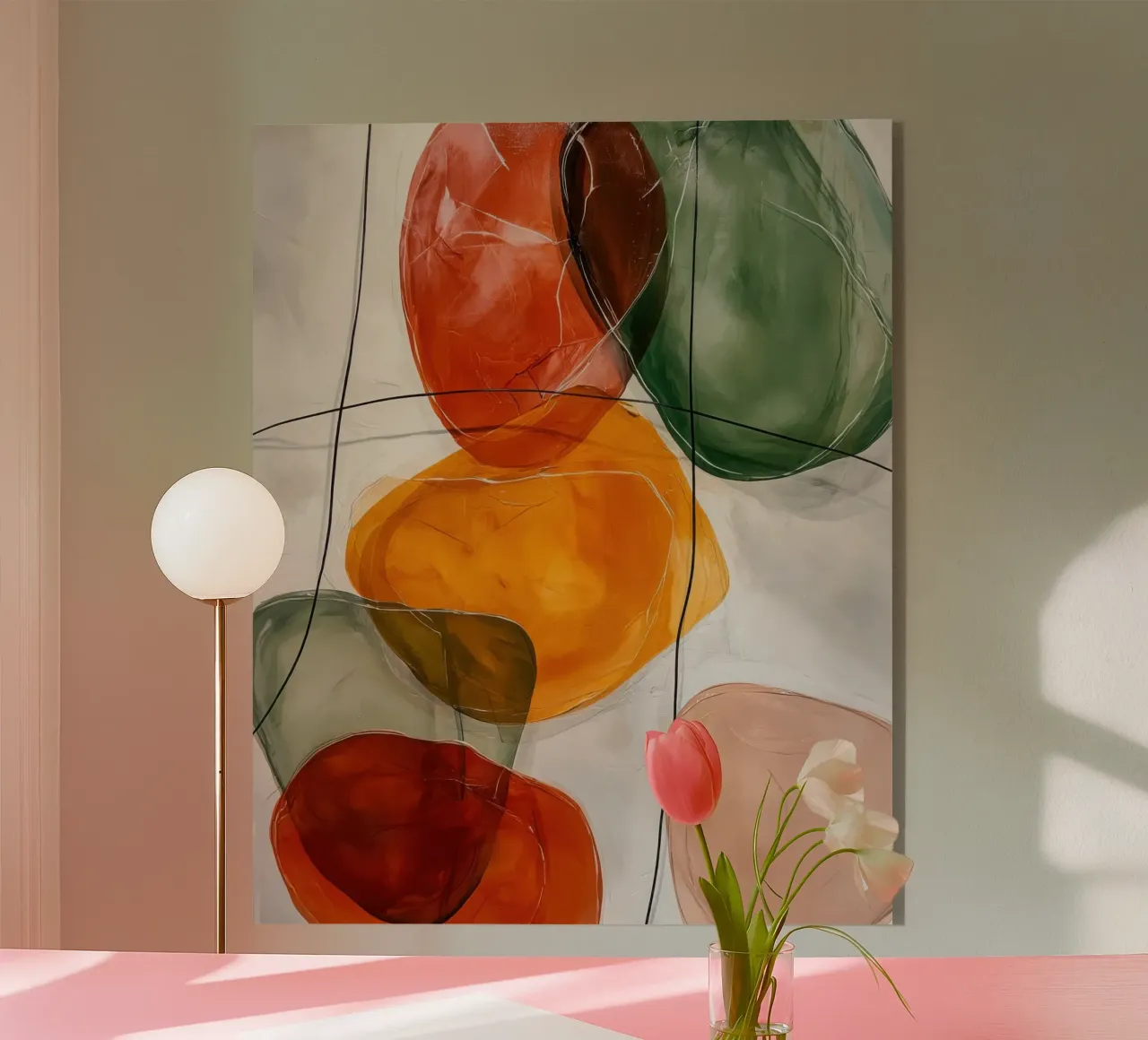 Moderne abstracte kunst in aardse kleuren acryl van Artbyvo