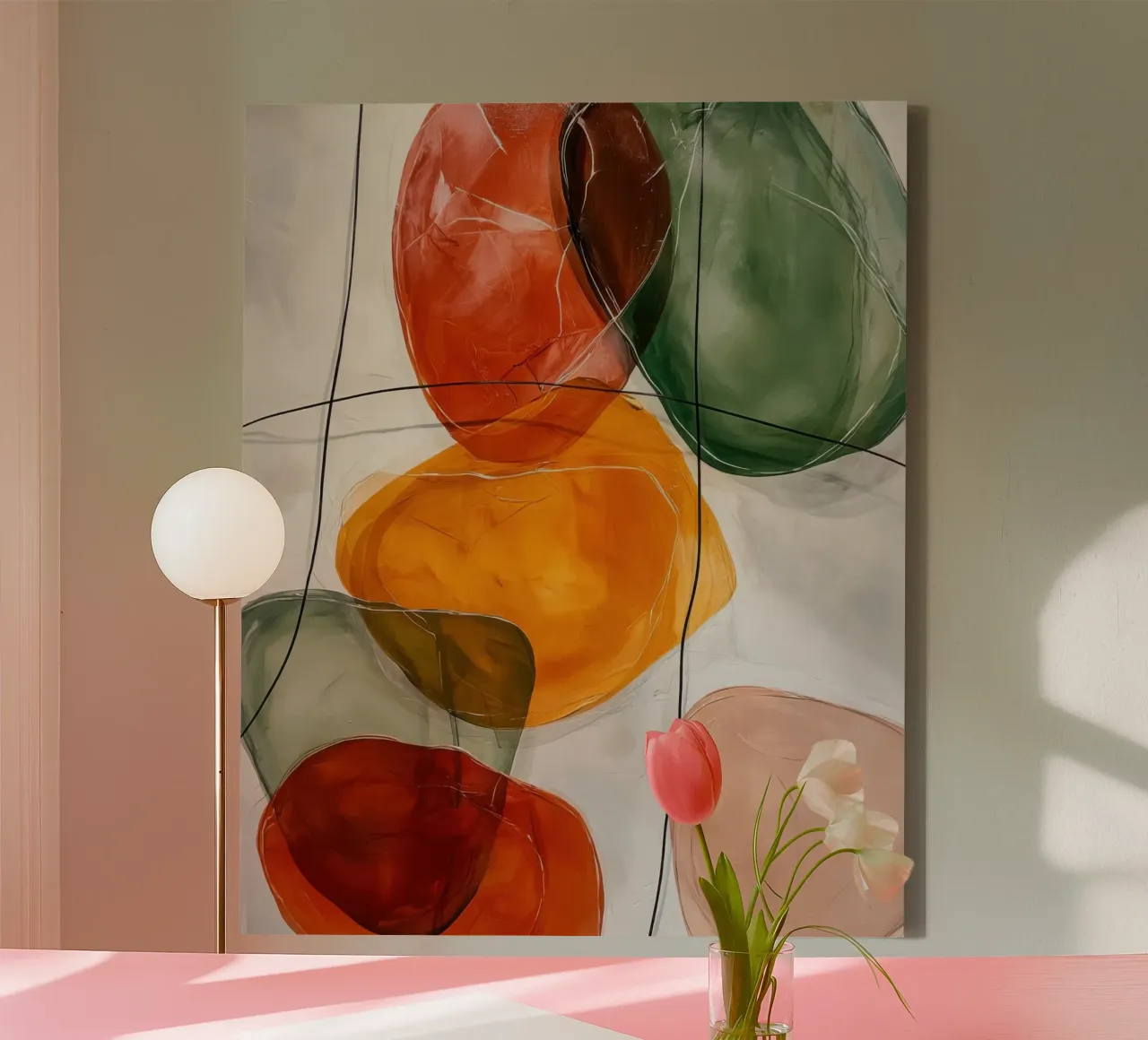 Moderne abstracte kunst in aardse kleuren canvas van Artbyvo