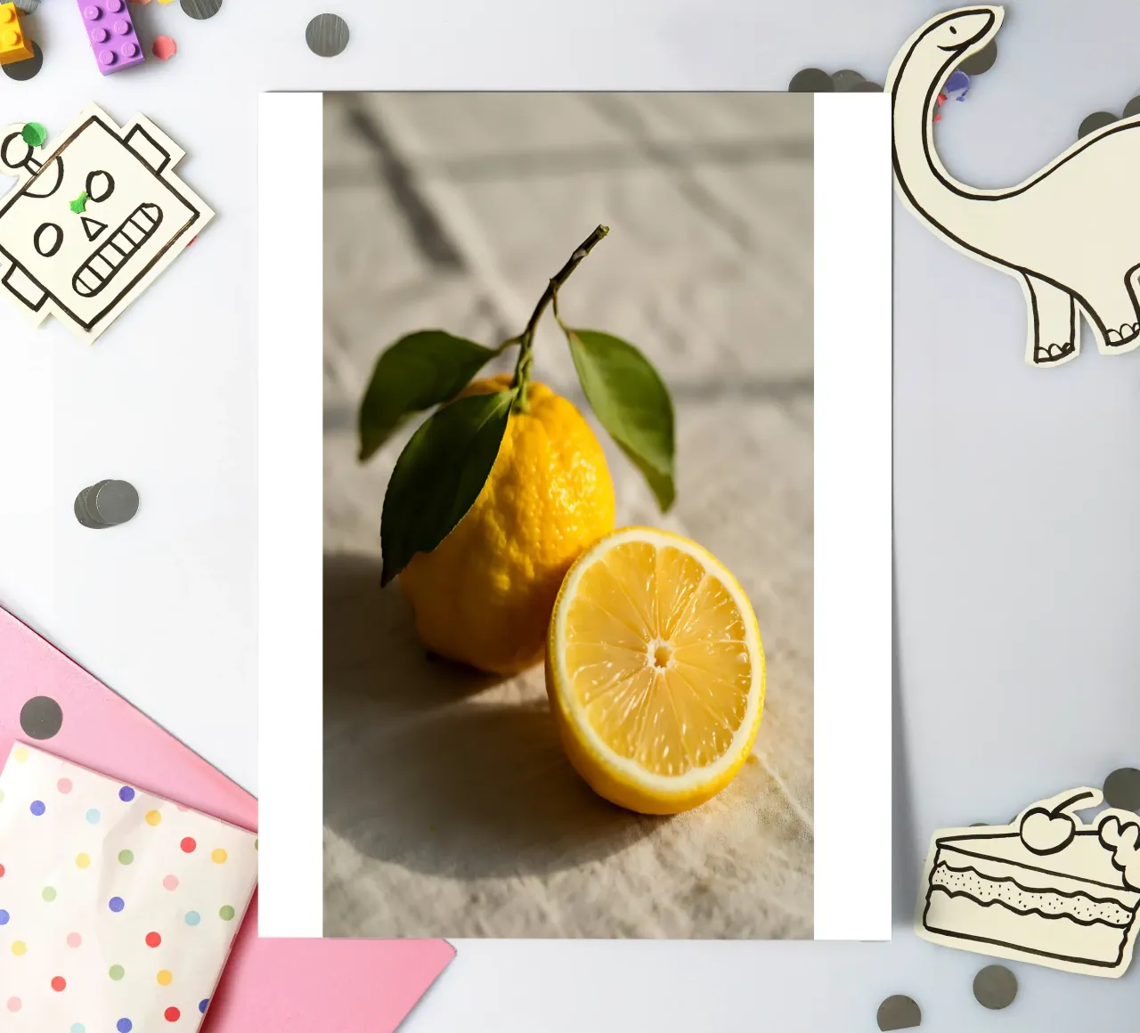 Frische Zitrone im Morgenlicht Stickerbogen von Casa Limon