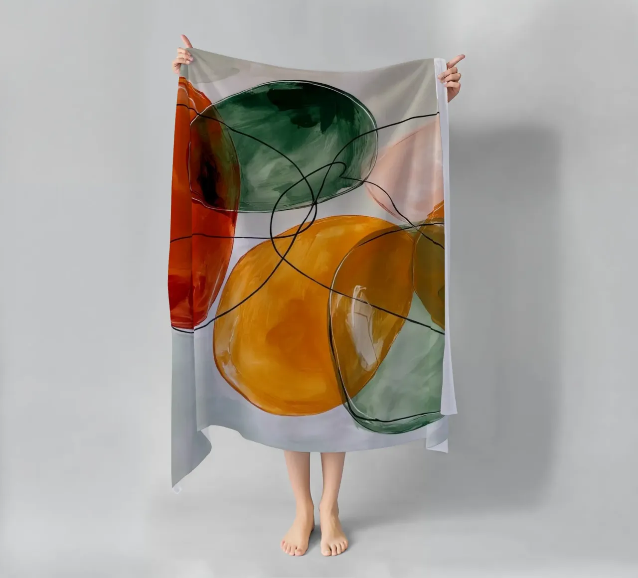 Forme organiche minimaliste in movimento telo mare da Artbyvo