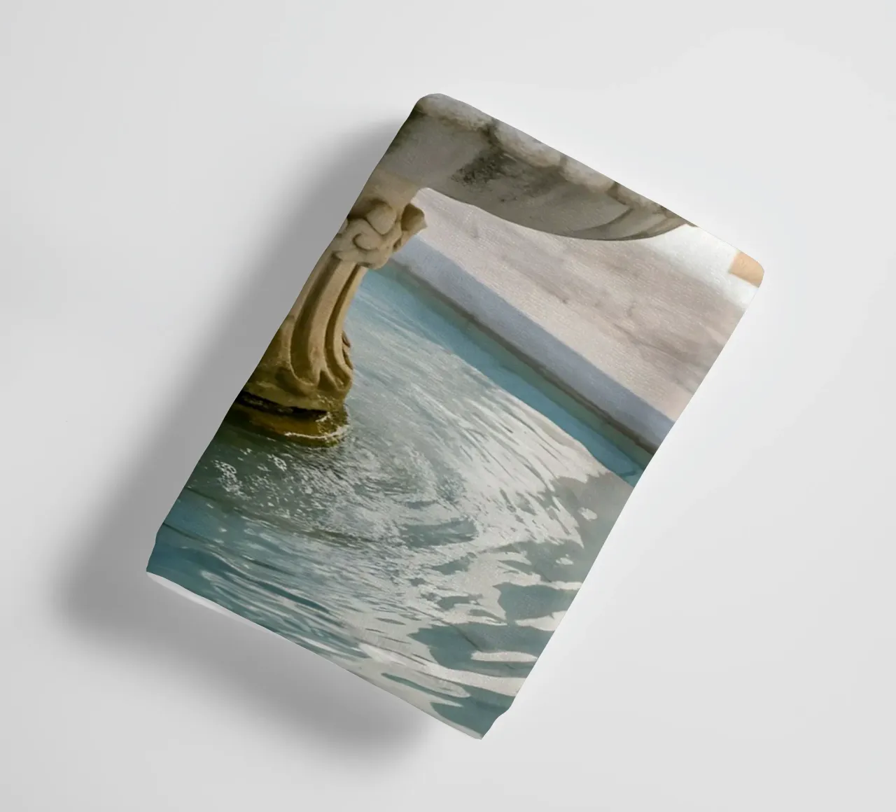 Stone fountain in sunny courtyard towel by Casa Limon