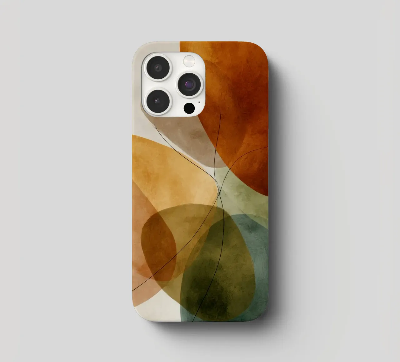 Overlapping Color Fields and Black Lines iphone case by Artbyvo