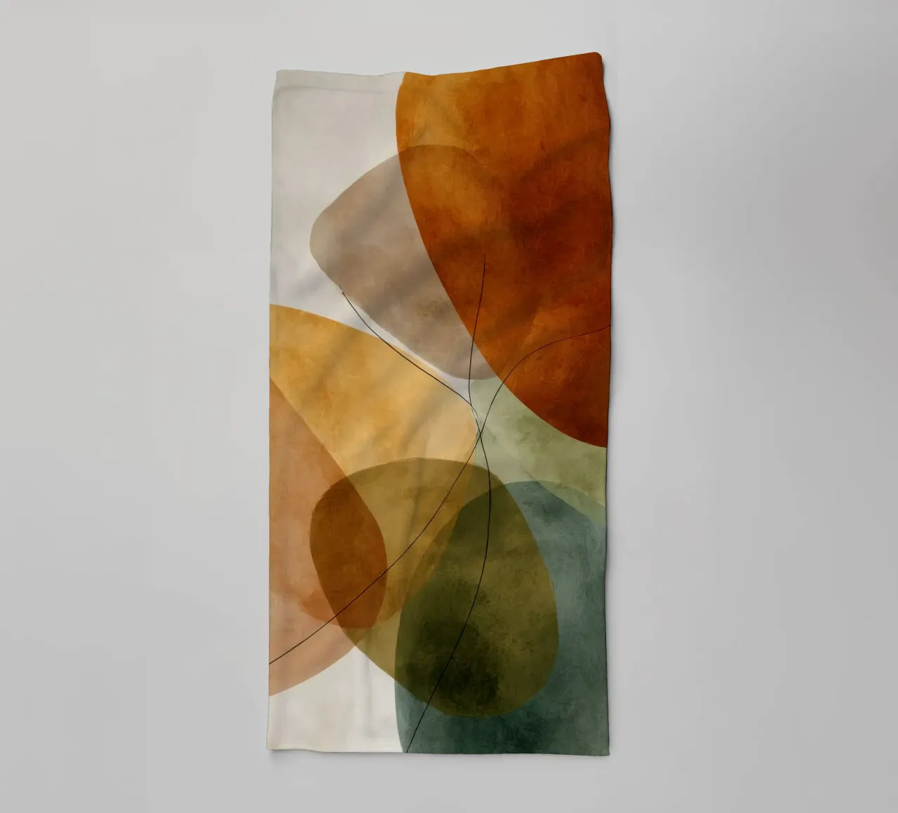 Chevauchement des champs de couleur et des lignes noires serviette de bain de Artbyvo
