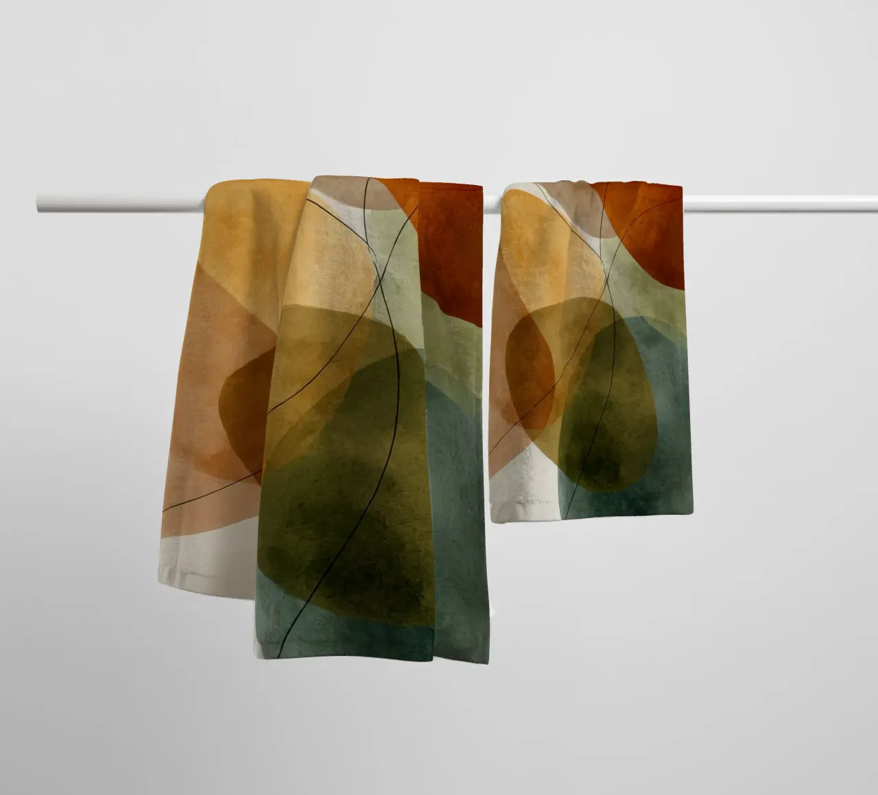 Chevauchement des champs de couleur et des lignes noires serviette de bain de Artbyvo