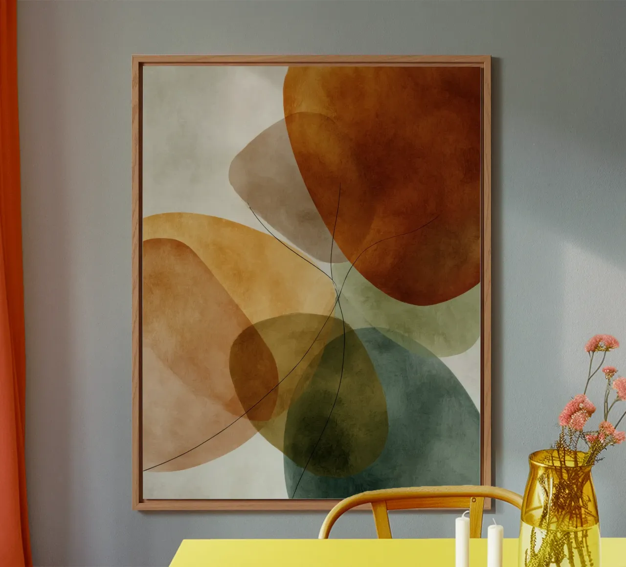 Overlapping Color Fields and Black Lines alu-dibond by Artbyvo