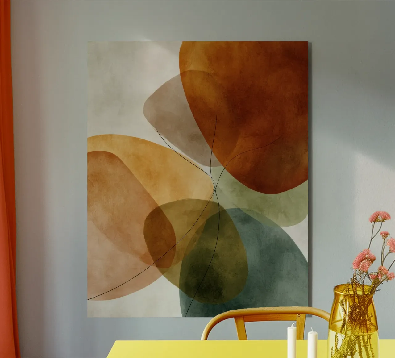 Overlapping Color Fields and Black Lines alu-dibond by Artbyvo