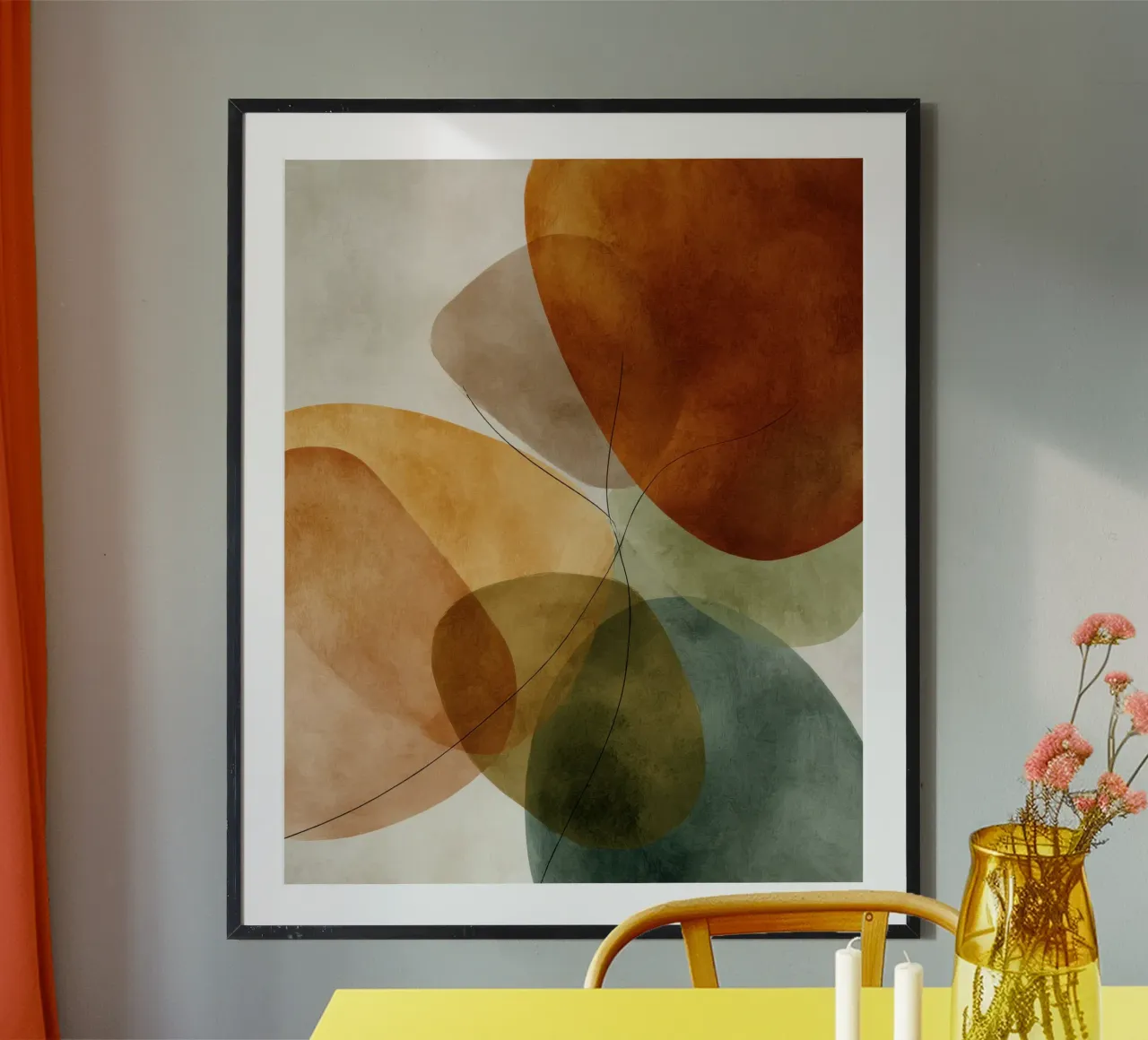 Sovrapposizione di campi di colore e linee nere carta hahnemühle da Artbyvo