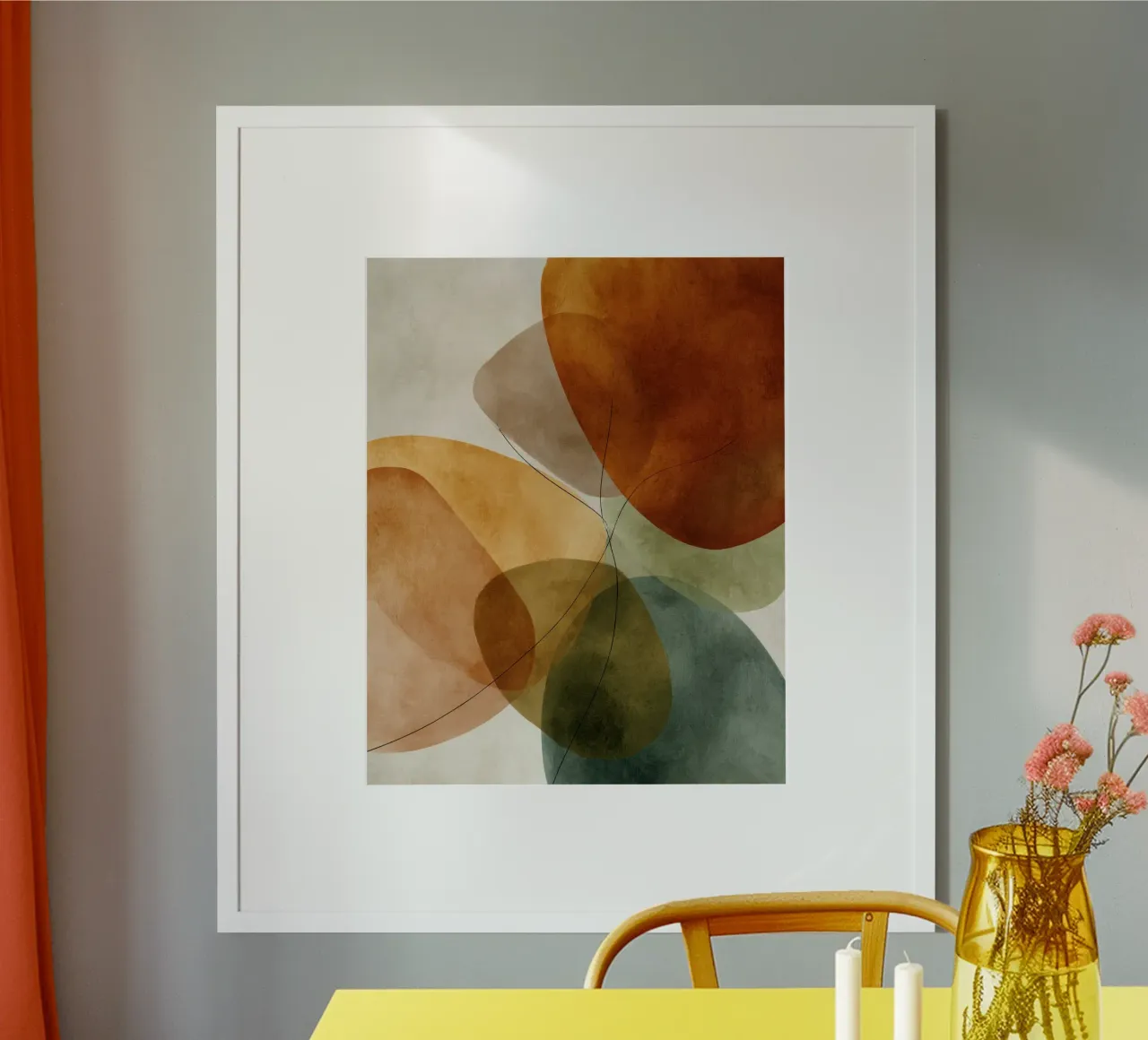 Sovrapposizione di campi di colore e linee nere carta hahnemühle da Artbyvo