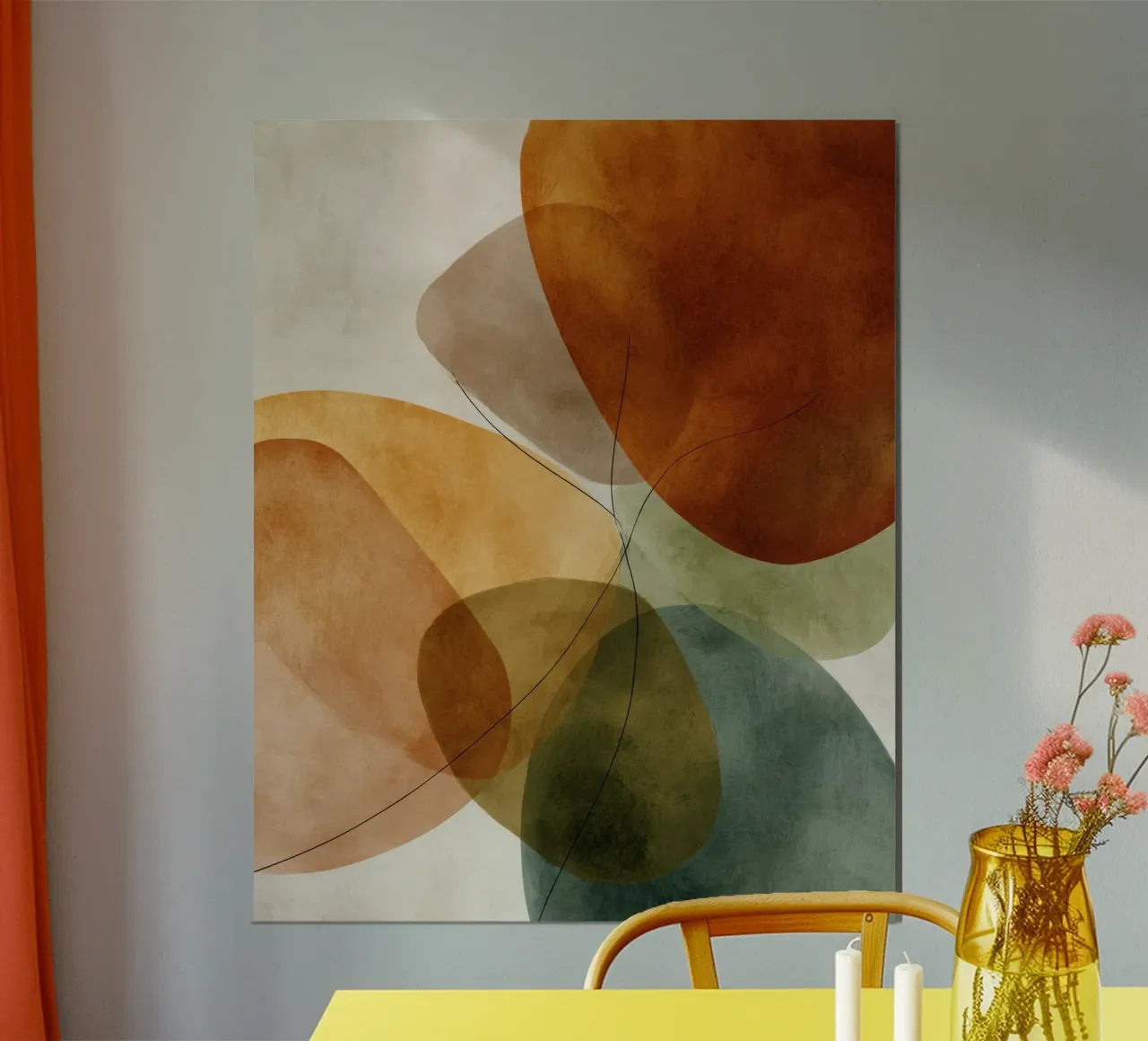 Sovrapposizione di campi di colore e linee nere carta hahnemühle da Artbyvo