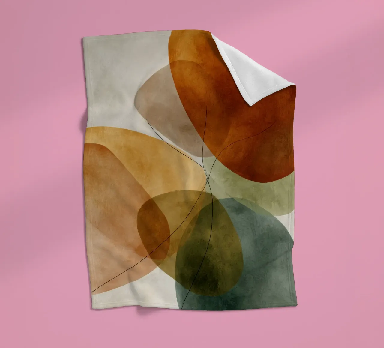 Overlappende kleurvlakken en zwarte lijnen fleecedeken van Artbyvo