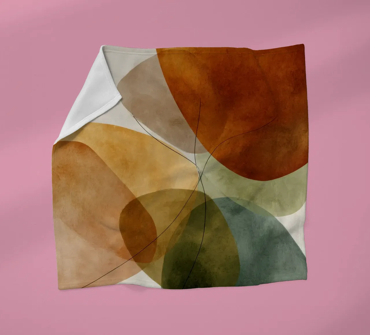 Overlappende kleurvlakken en zwarte lijnen fleecedeken van Artbyvo