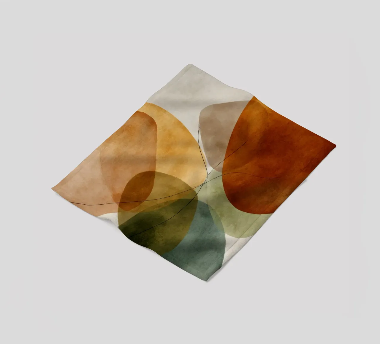 Overlappende kleurvlakken en zwarte lijnen fleecedeken van Artbyvo