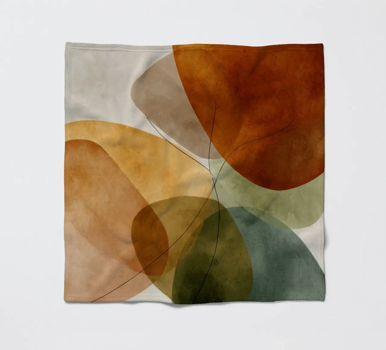 Overlappende kleurvlakken en zwarte lijnen fleecedeken van Artbyvo