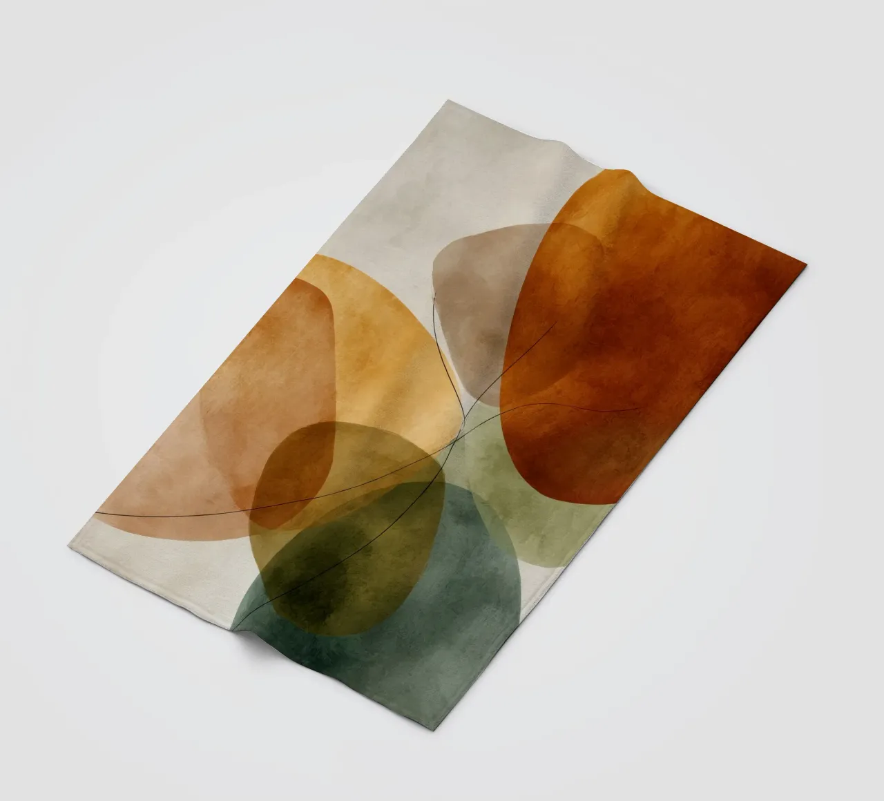 Overlappende kleurvlakken en zwarte lijnen fleecedeken van Artbyvo