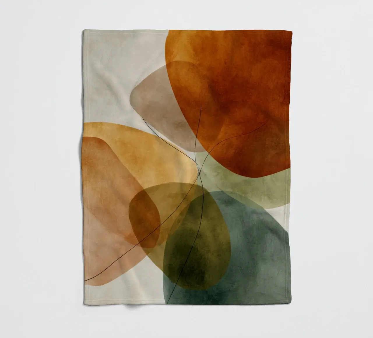 Overlappende kleurvlakken en zwarte lijnen fleecedeken van Artbyvo