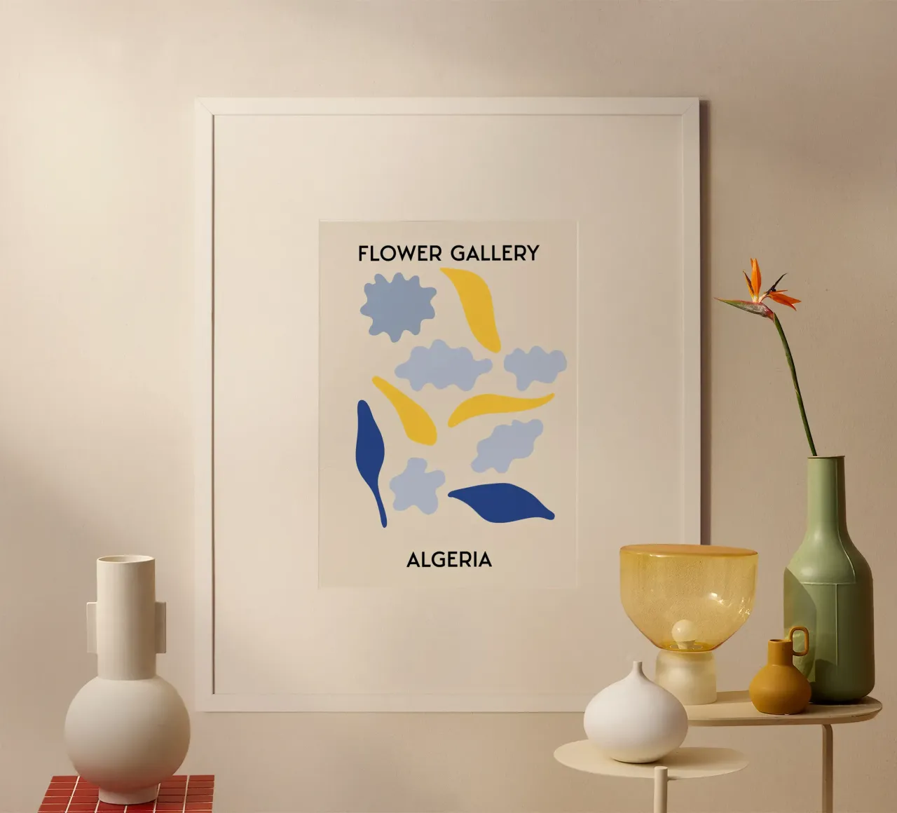Algeria Flower Gallery Abstract Shapes Print - Modern Art poster by homdeco
