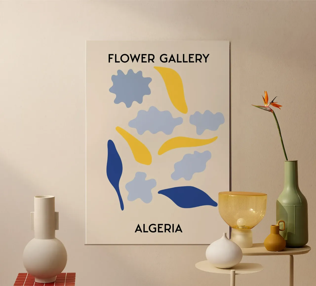 Algeria Flower Gallery Abstract Shapes Print - Modern Art poster by homdeco