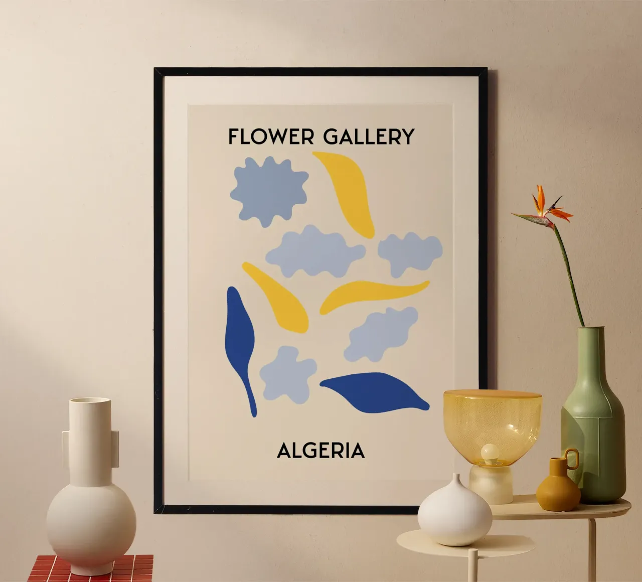 Algeria Flower Gallery Abstract Shapes Print - Modern Art poster by homdeco