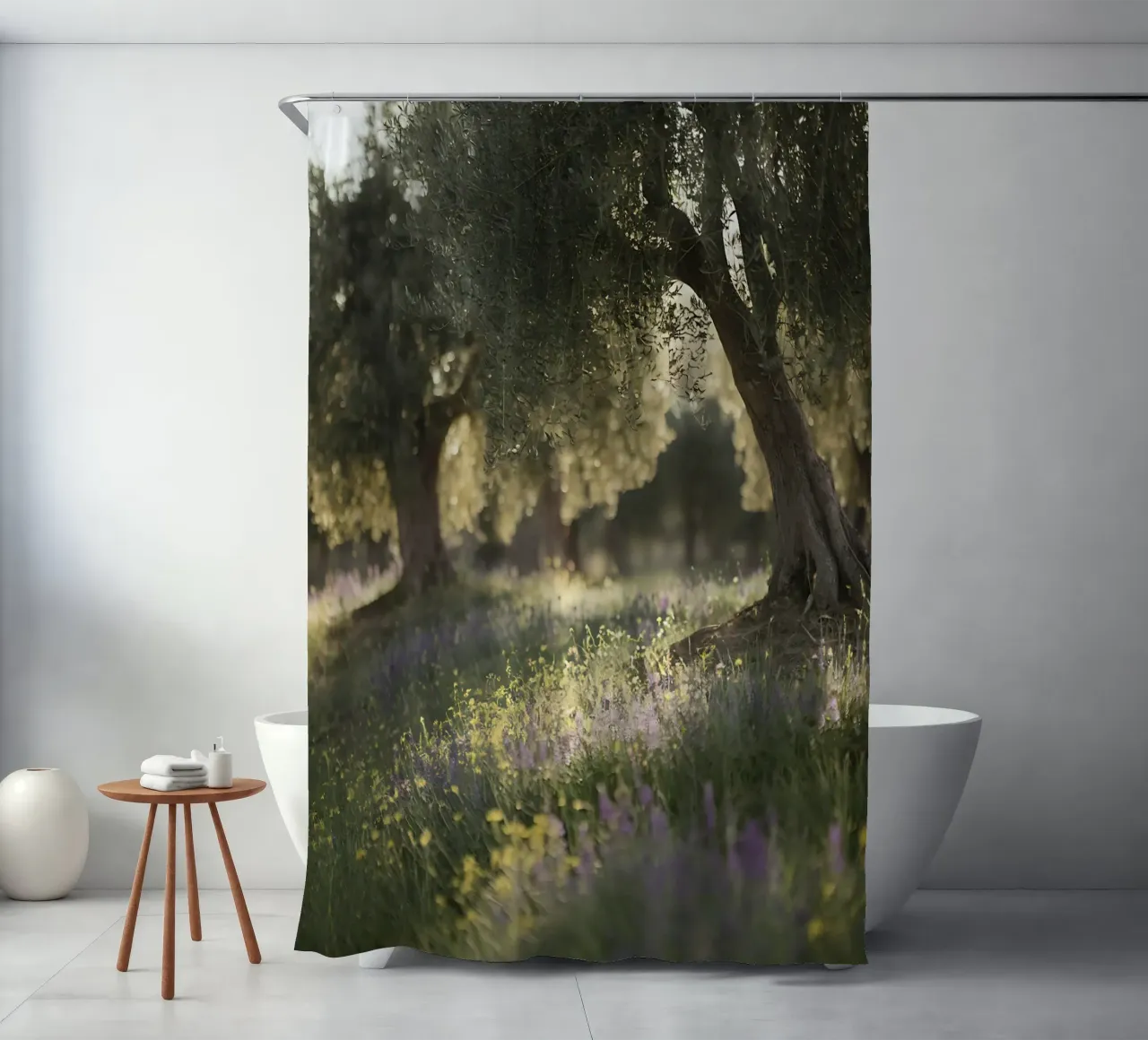 Oliveti e fiori selvatici al sole tenda da doccia da Casa Limon