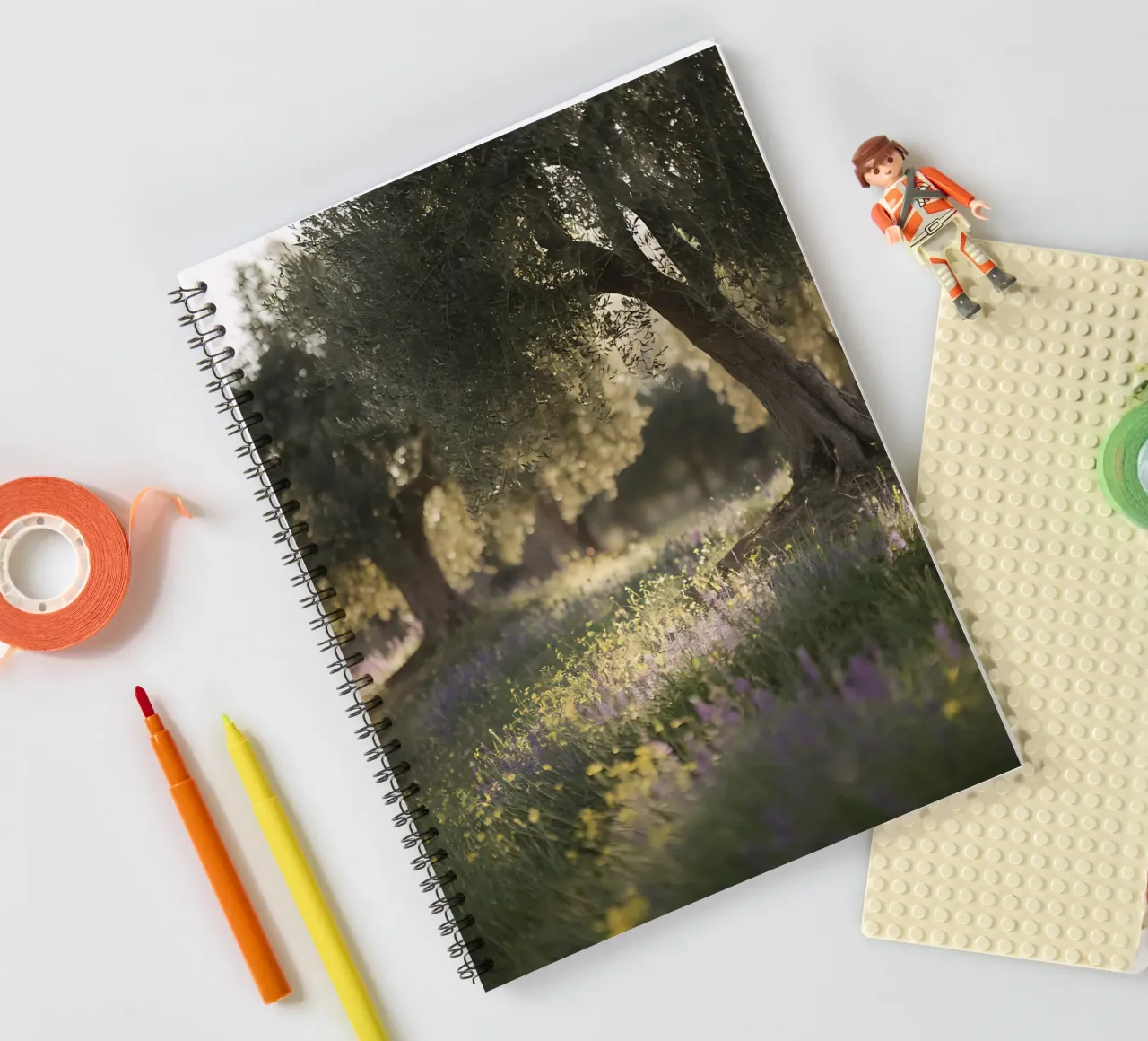 Olive groves and wild flowers in the sunshine spiral notebook by Casa Limon