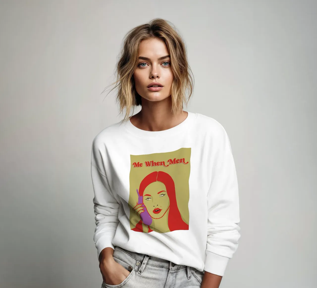 Me When Men - Mujer enfadada poniendo los ojos en blanco sudadera de Lisa Jureczko Arts Illustration