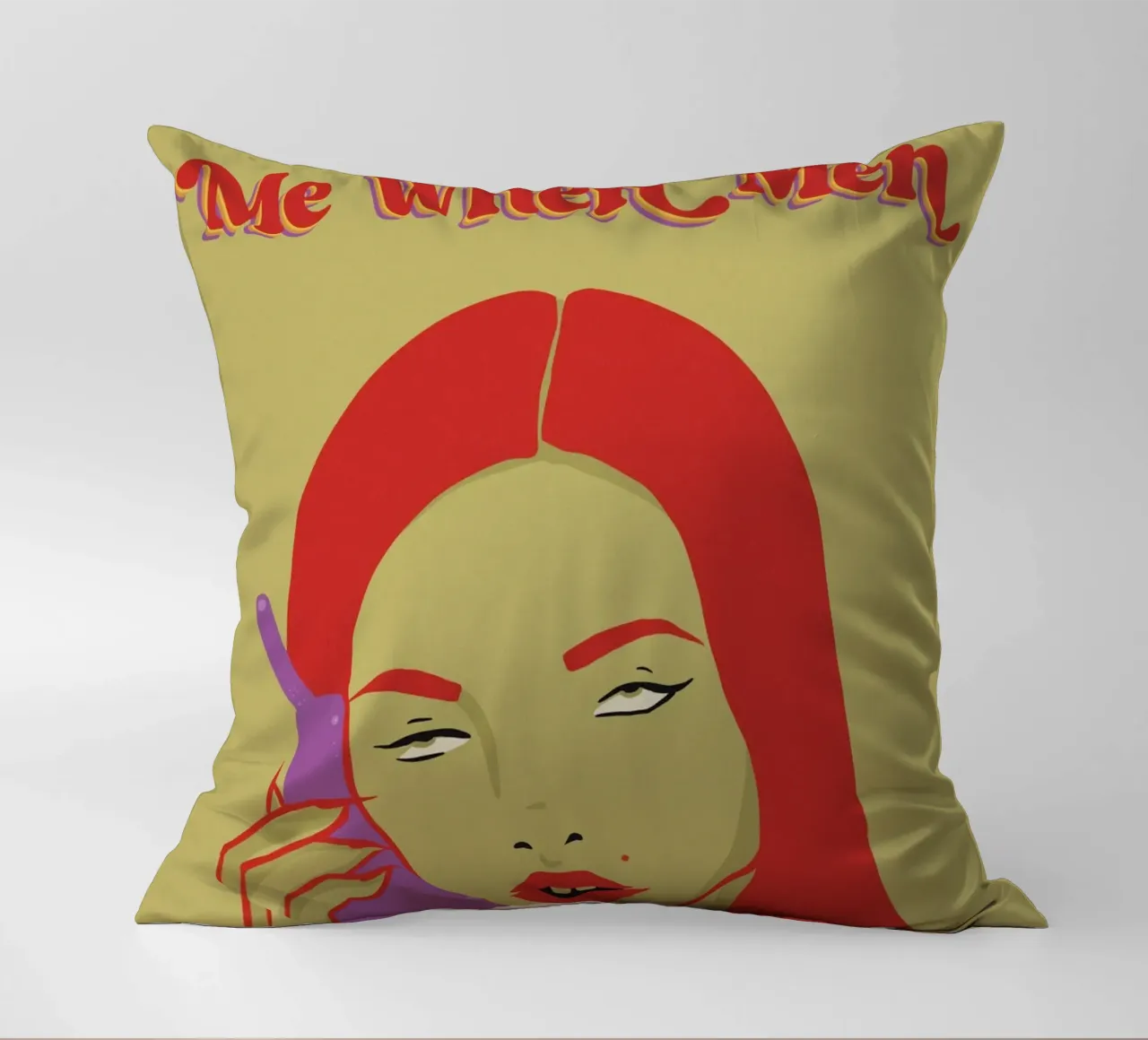 Me When Men - Femme agacée qui roule des yeux coussin de Lisa Jureczko Arts Illustration