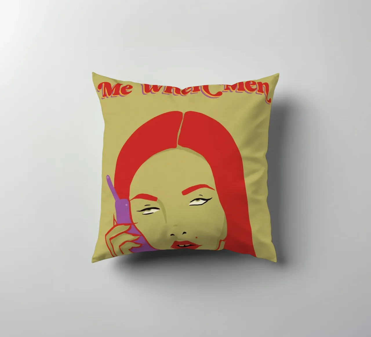 Me When Men - Femme agacée qui roule des yeux coussin de Lisa Jureczko Arts Illustration