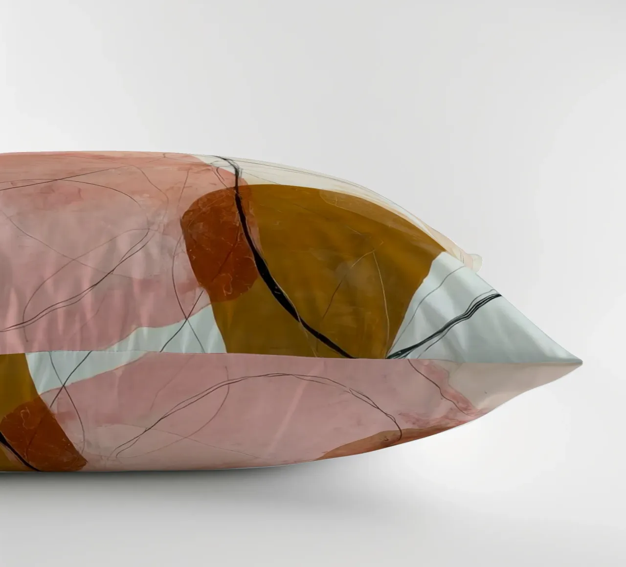 Strati astratti arancione e rosa tenui cuscino da Artbyvo