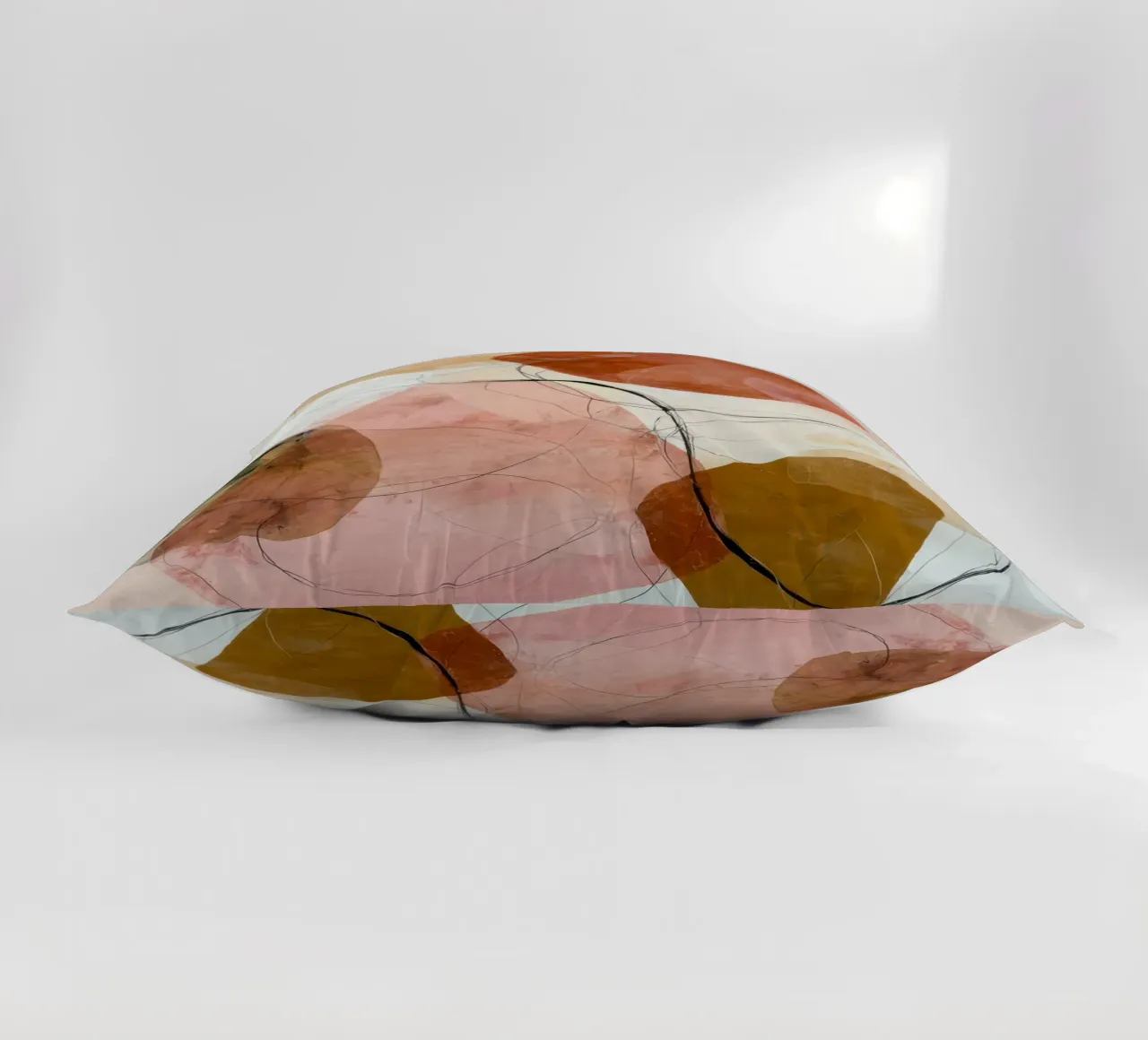 Strati astratti arancione e rosa tenui cuscino da Artbyvo