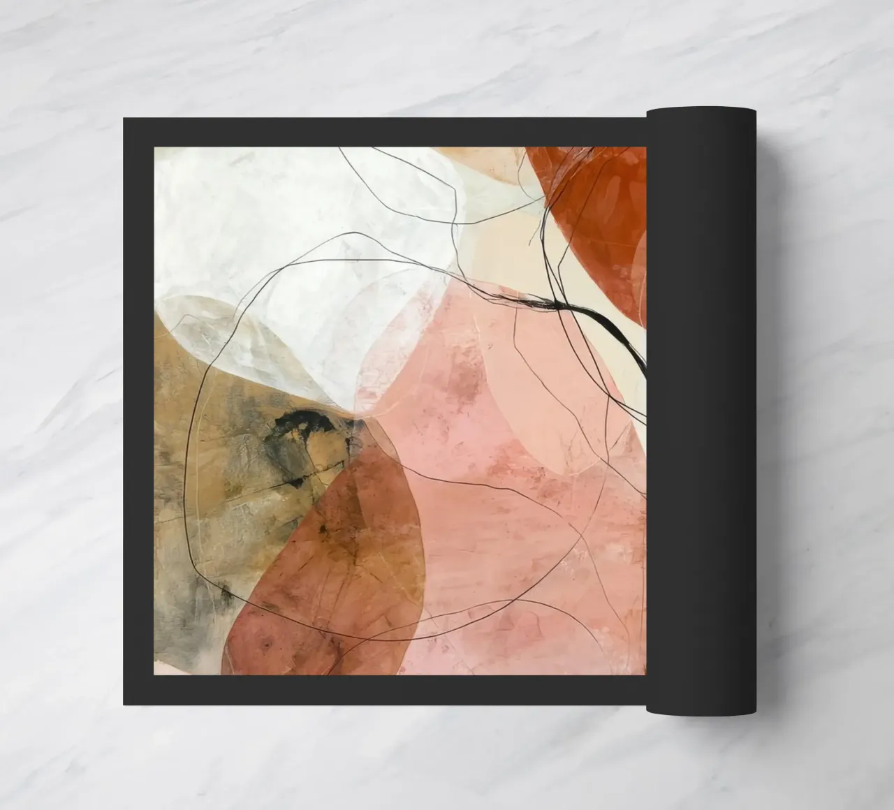 Strati astratti arancione e rosa tenui zerbino da Artbyvo