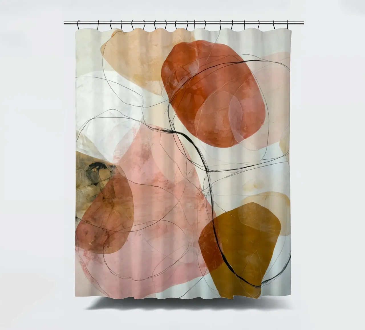 Capas abstractas en naranja y rosa cortina de baño de Artbyvo