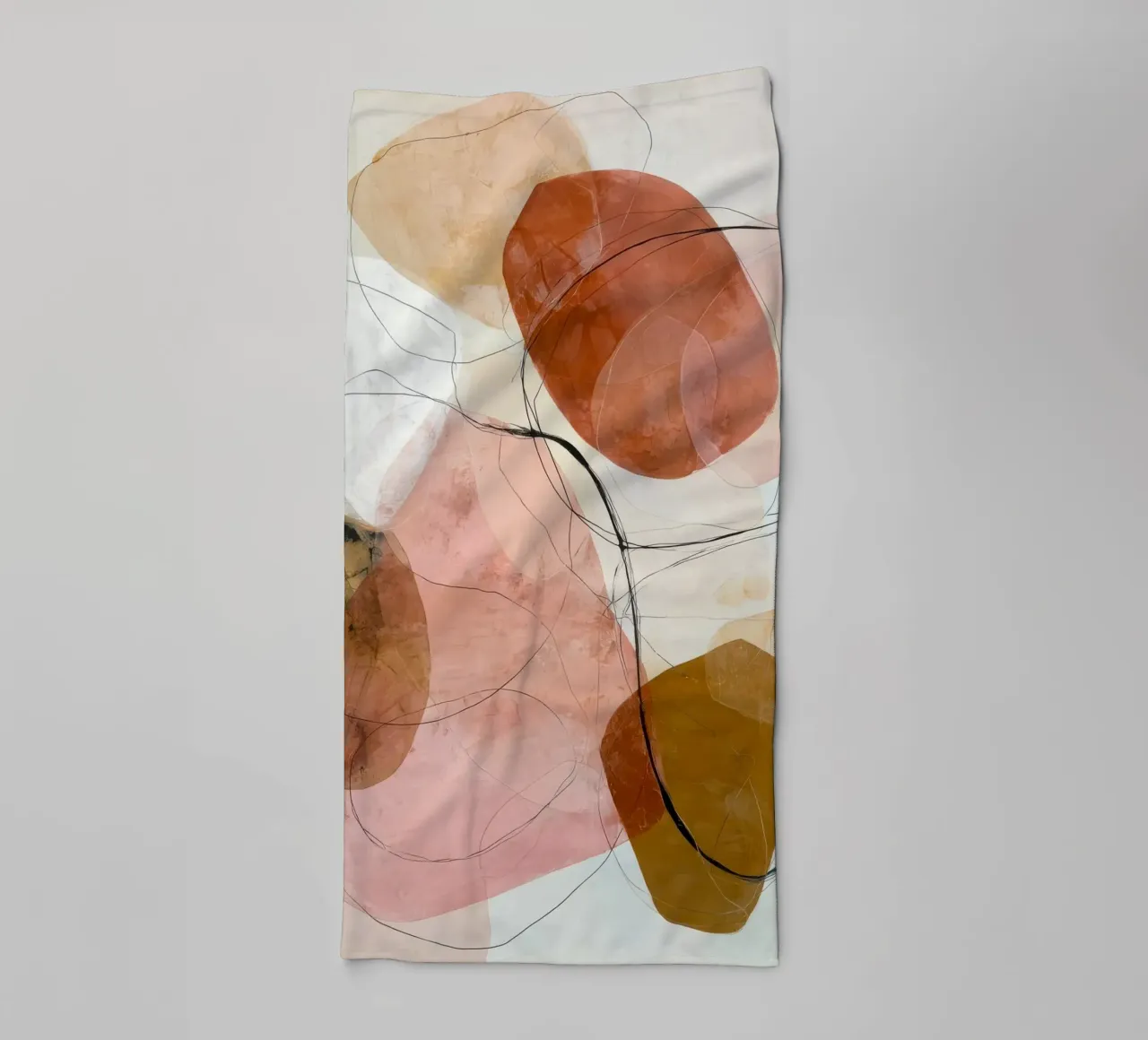 Soft Orange and Pink Abstract Layers towel by Artbyvo