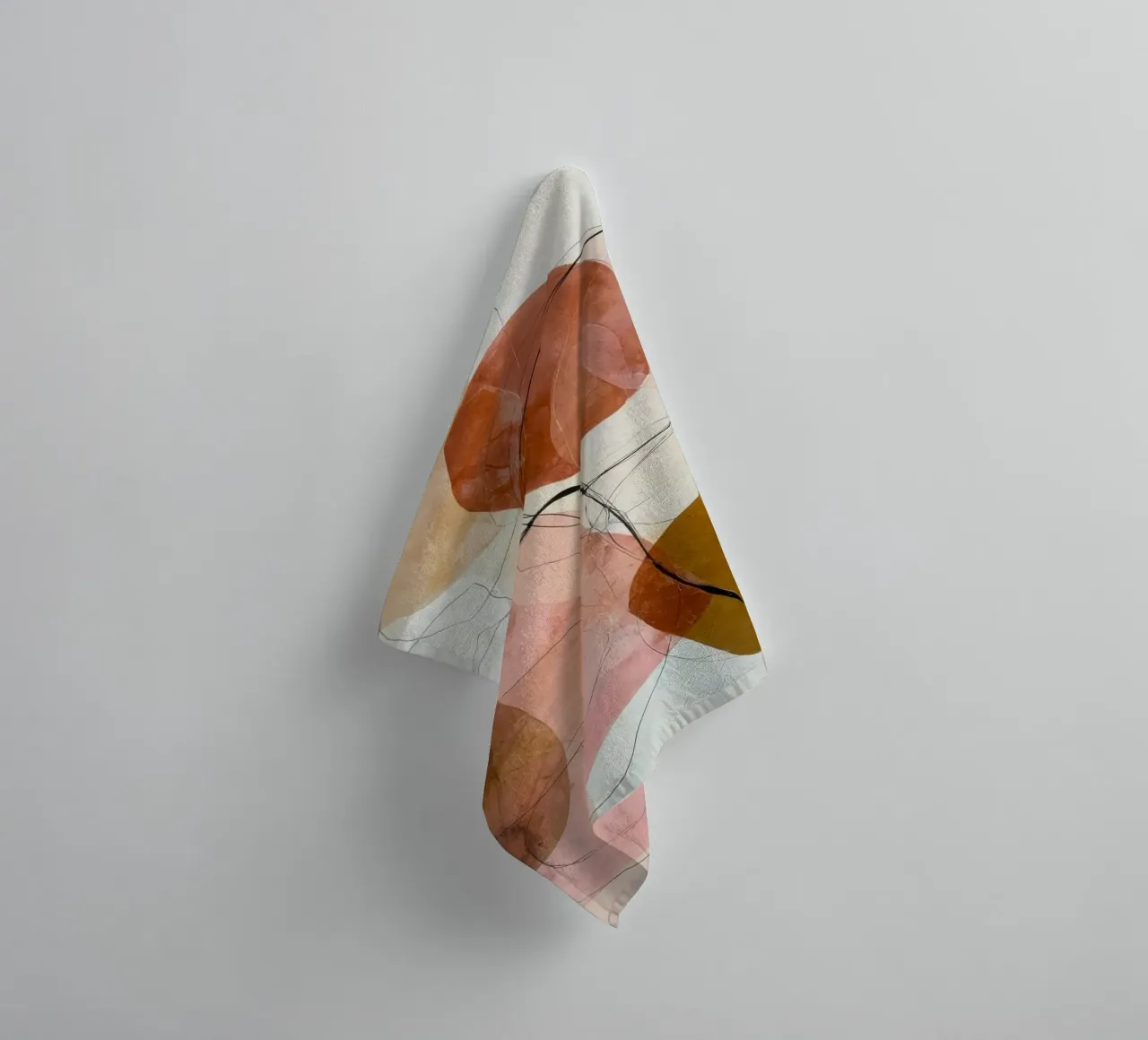 Soft Orange and Pink Abstract Layers towel by Artbyvo