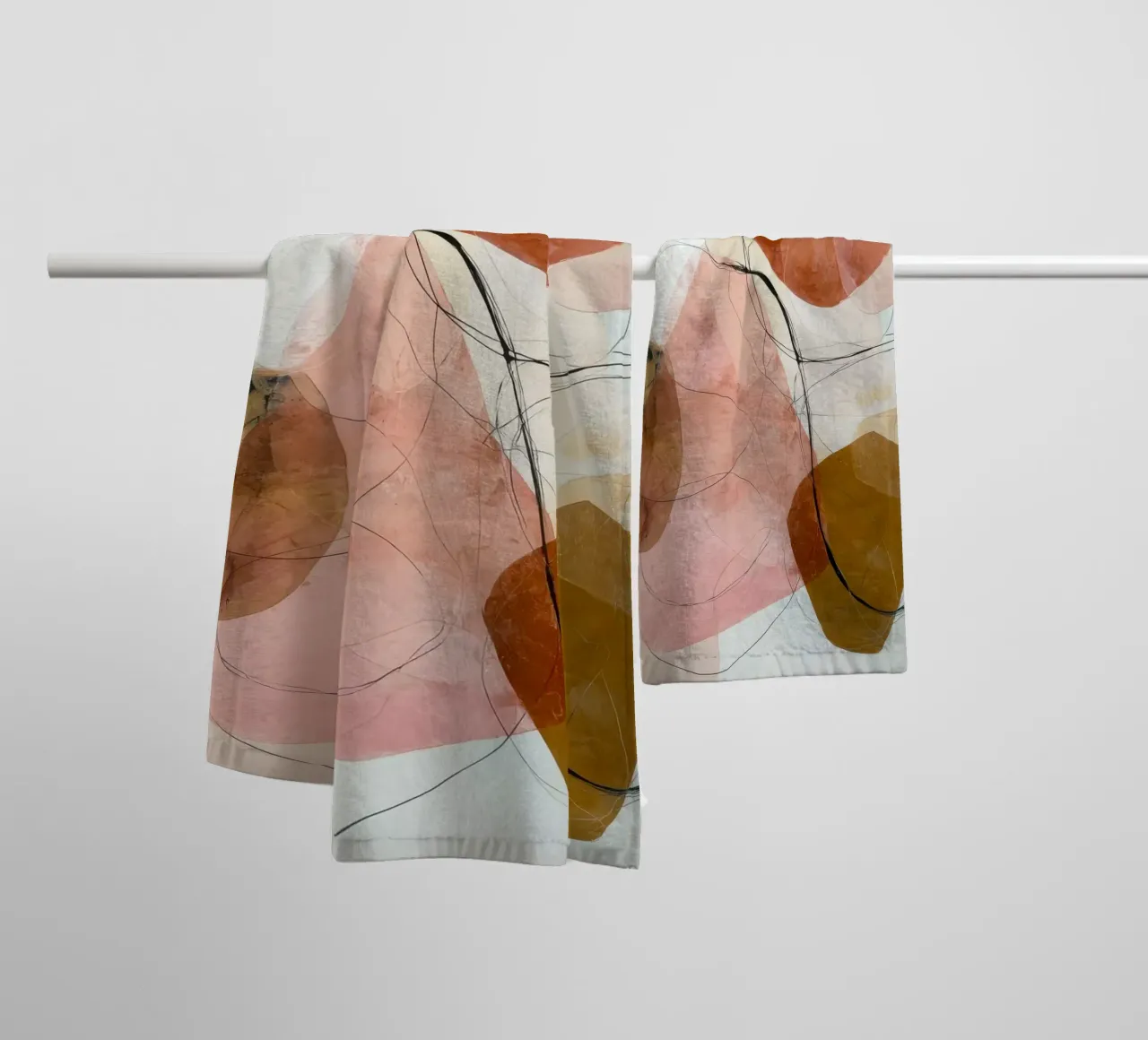 Soft Orange and Pink Abstract Layers towel by Artbyvo