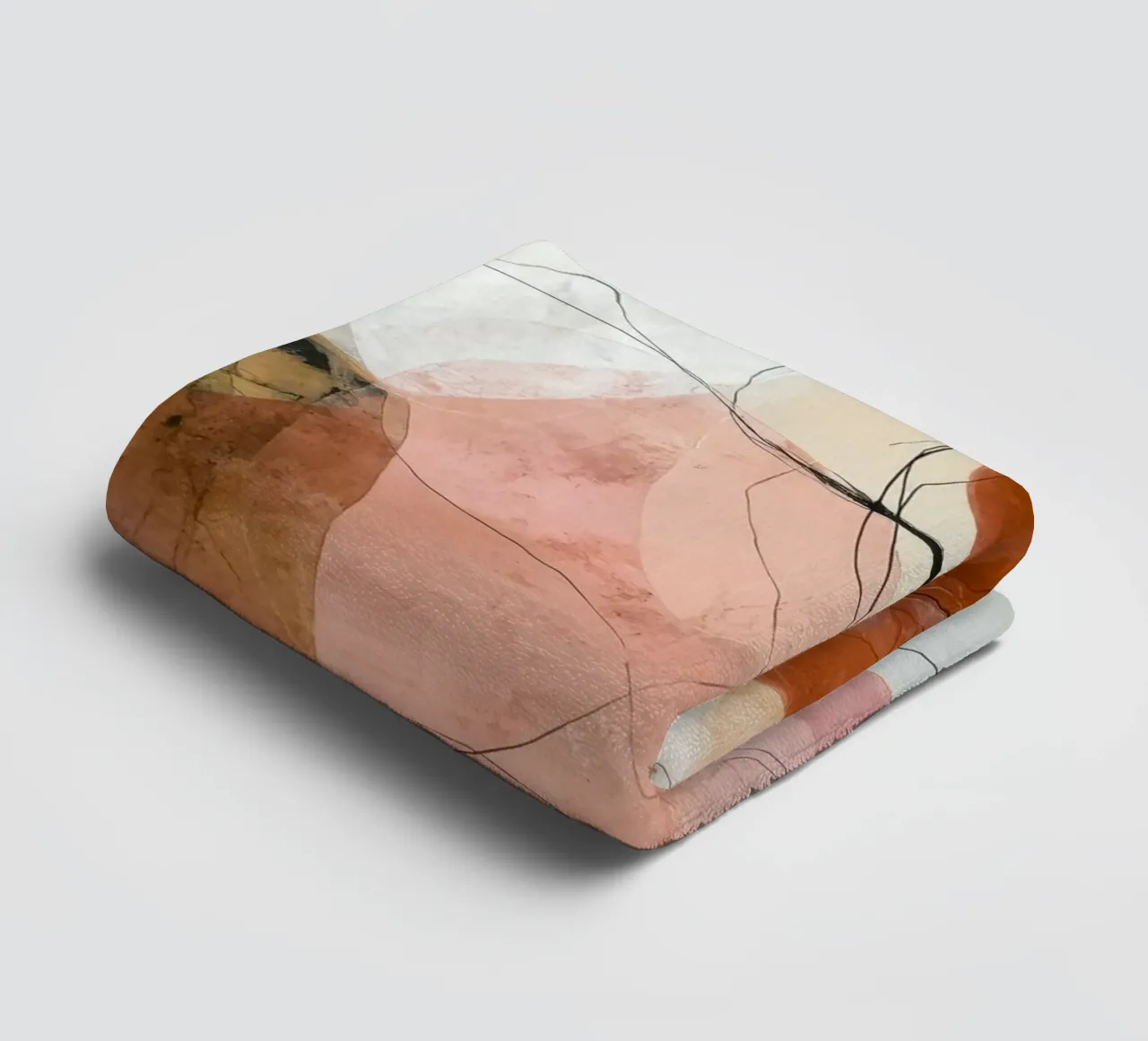 Soft Orange and Pink Abstract Layers towel by Artbyvo