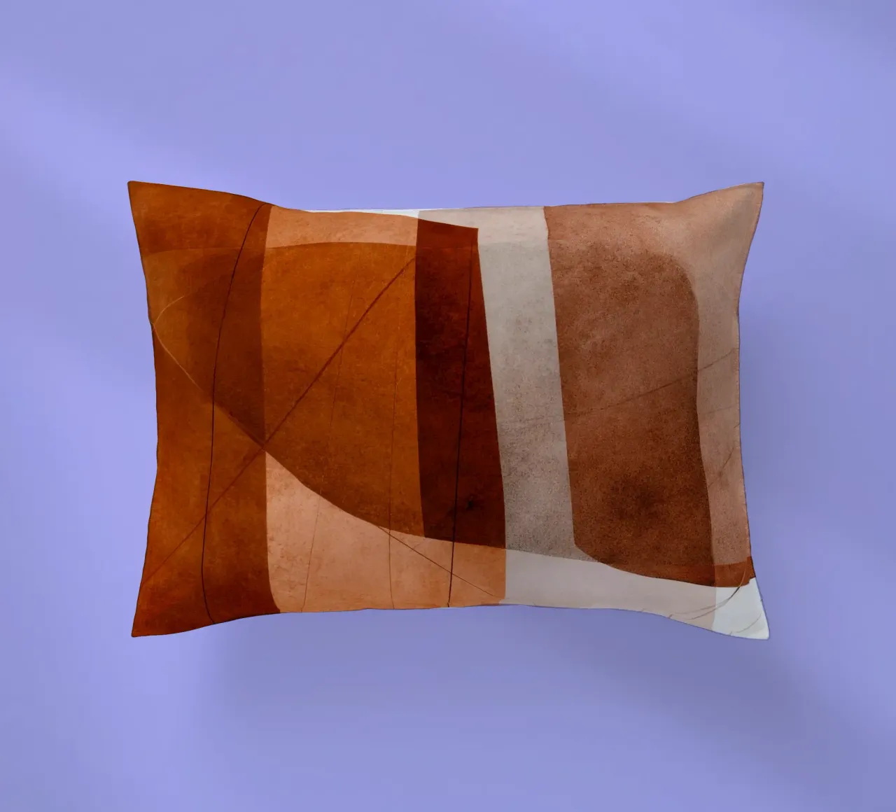 Geometria in terracotta con accenti di disegno lineare cuscino da Artbyvo