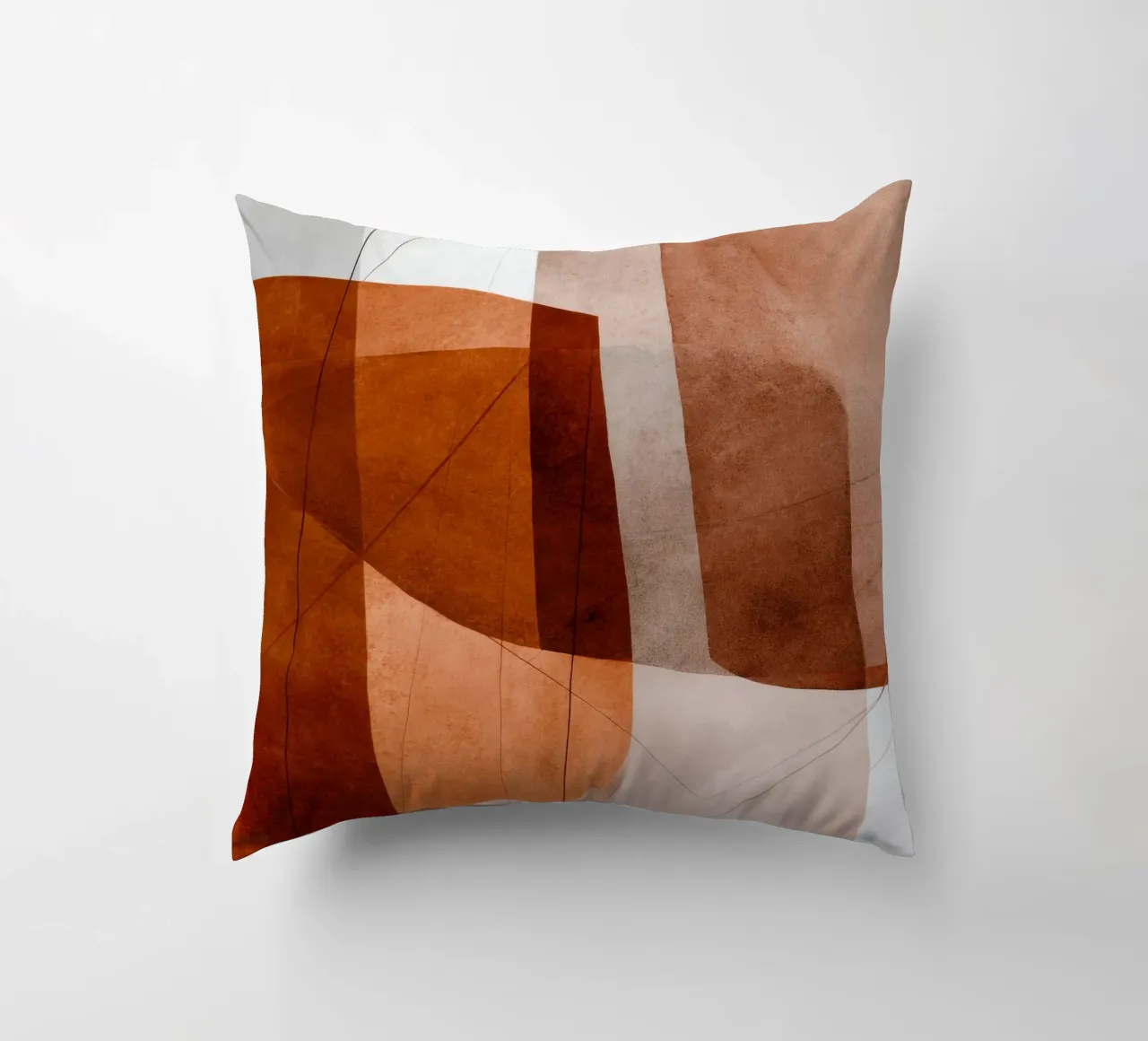 Geometria in terracotta con accenti di disegno lineare cuscino da Artbyvo