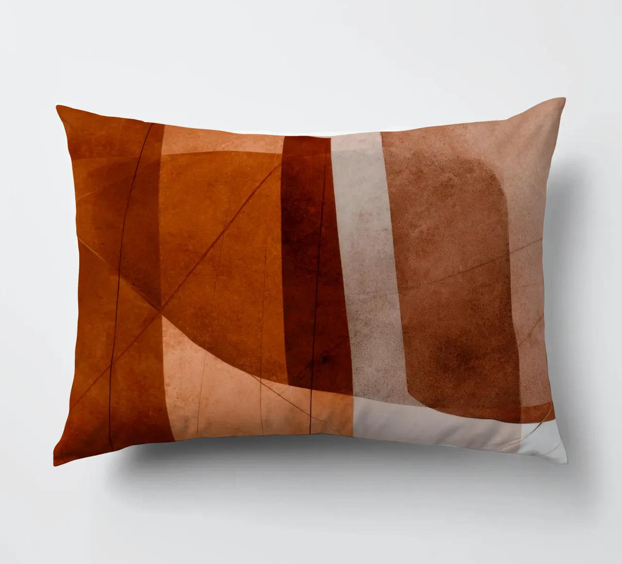 Geometria in terracotta con accenti di disegno lineare cuscino da Artbyvo