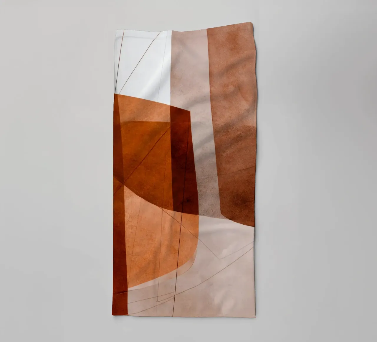 Geometria in terracotta con accenti di disegno lineare asciugamano da bagno da Artbyvo