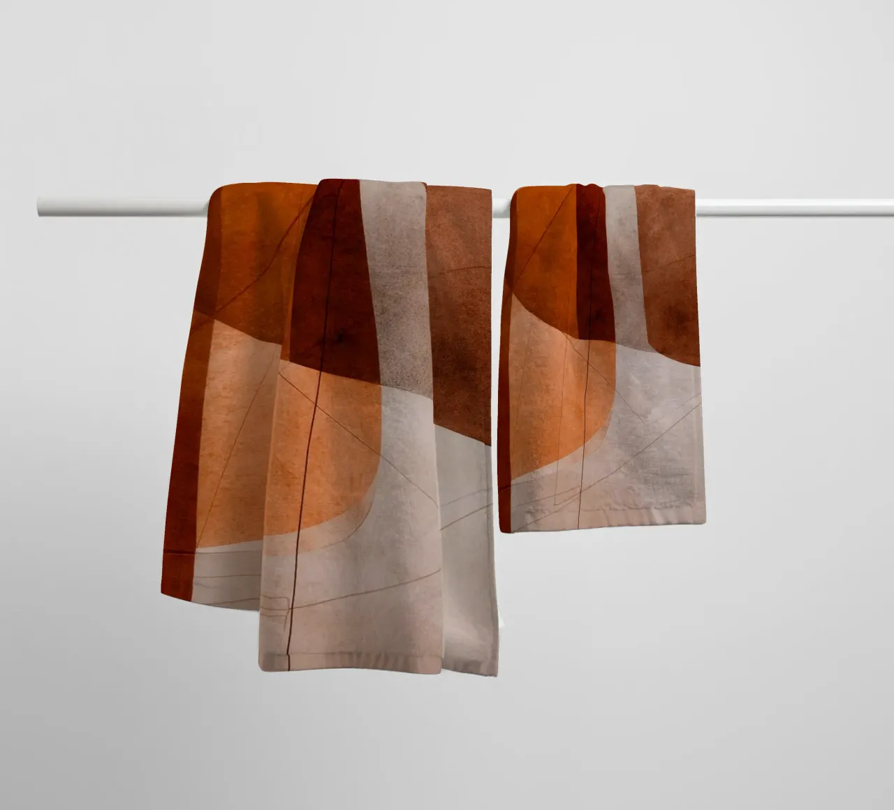 Geometria in terracotta con accenti di disegno lineare asciugamano da bagno da Artbyvo