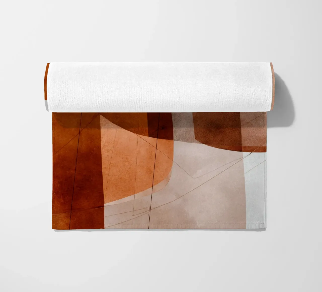 Geometria in terracotta con accenti di disegno lineare telo mare da Artbyvo
