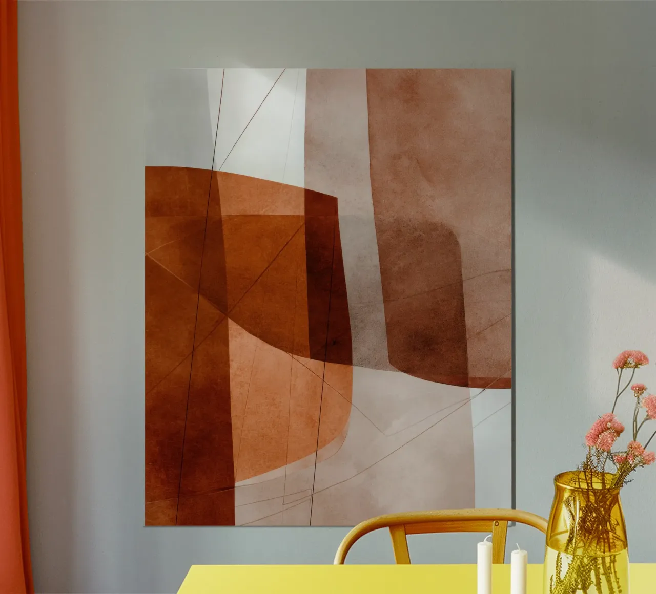 Geometria in terracotta con accenti di disegno lineare carta hahnemühle da Artbyvo