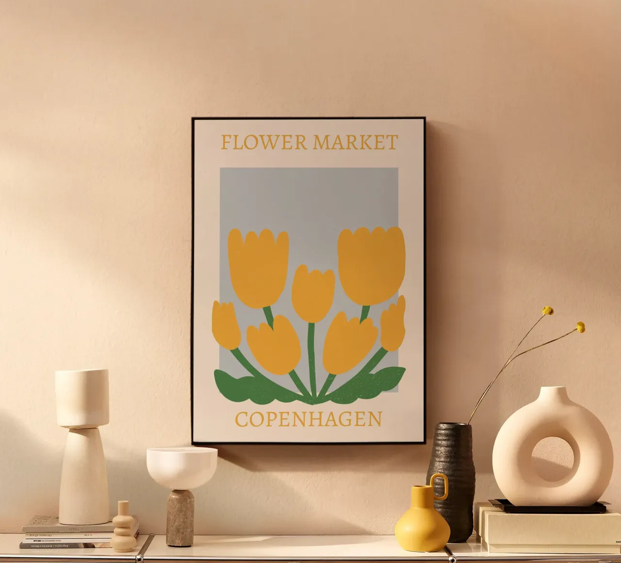 Mercado de flores de Copenhague Tulipanes amarillos - Botánico metacrilato de homdeco