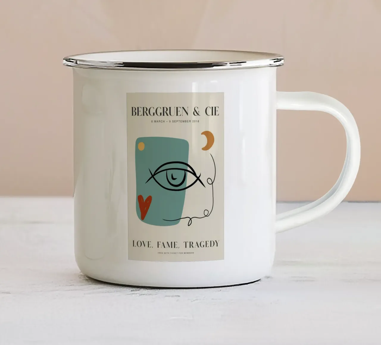 Modern Abstract Gezicht Oog Berggruen Tentoonstellingsprint emaille mok van homdeco