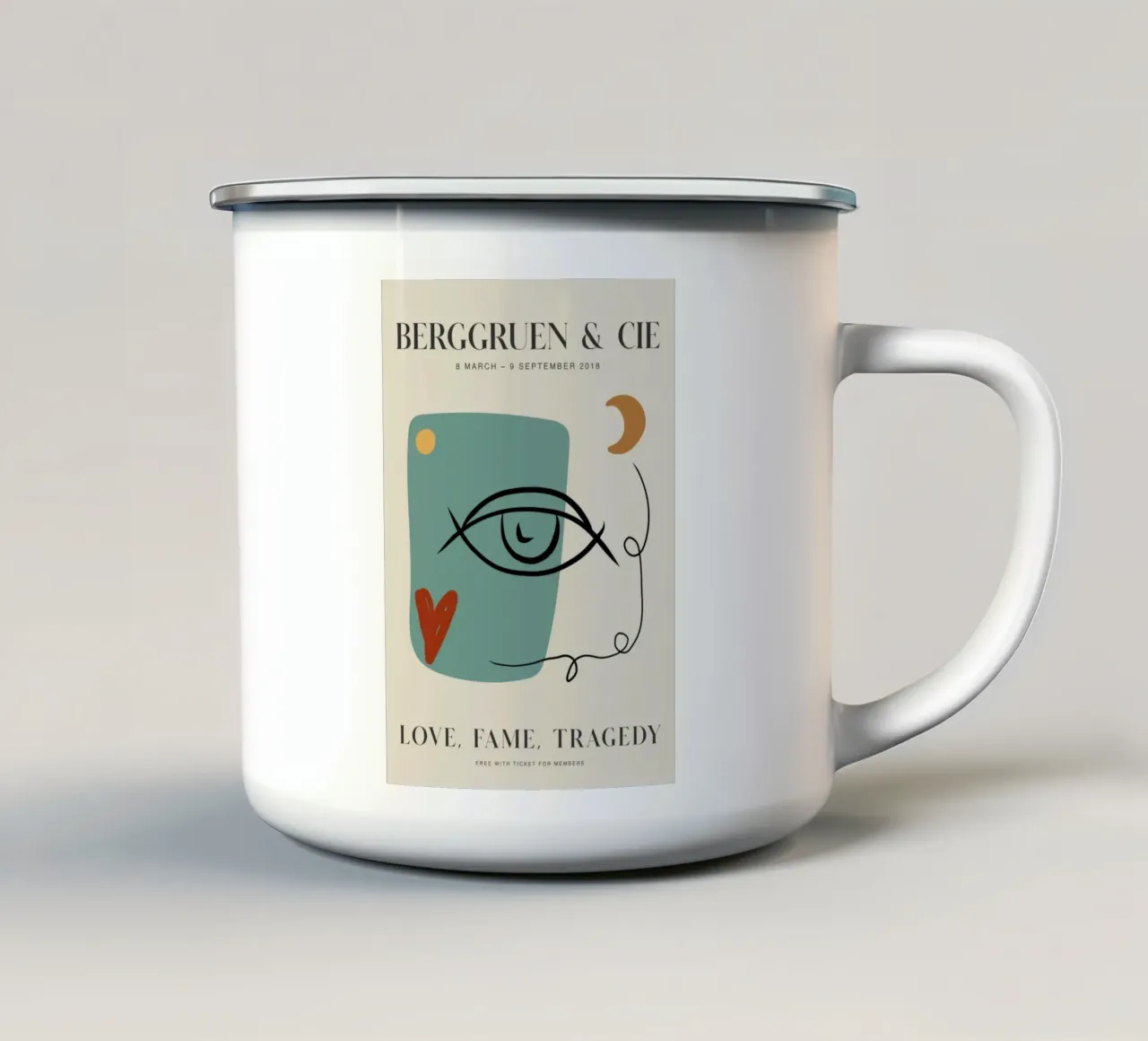 Modern Abstract Gezicht Oog Berggruen Tentoonstellingsprint emaille mok van homdeco