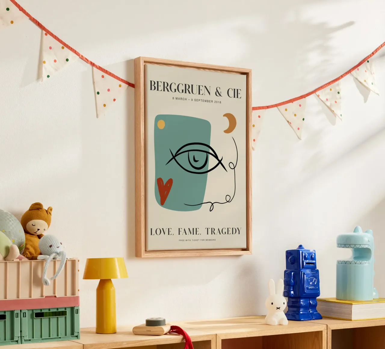 Modern Abstract Face Eye Berggruen Exhibition Print canvas with Floater frame by homdeco