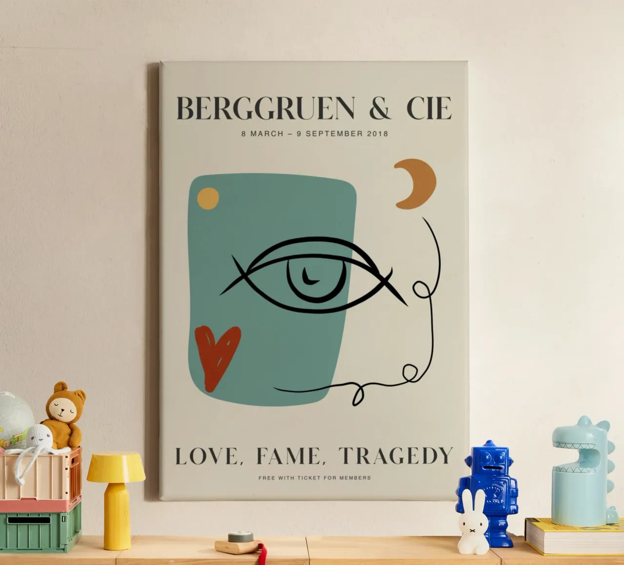 Modern Abstract Face Eye Berggruen Exhibition Print canvas with Floater frame by homdeco