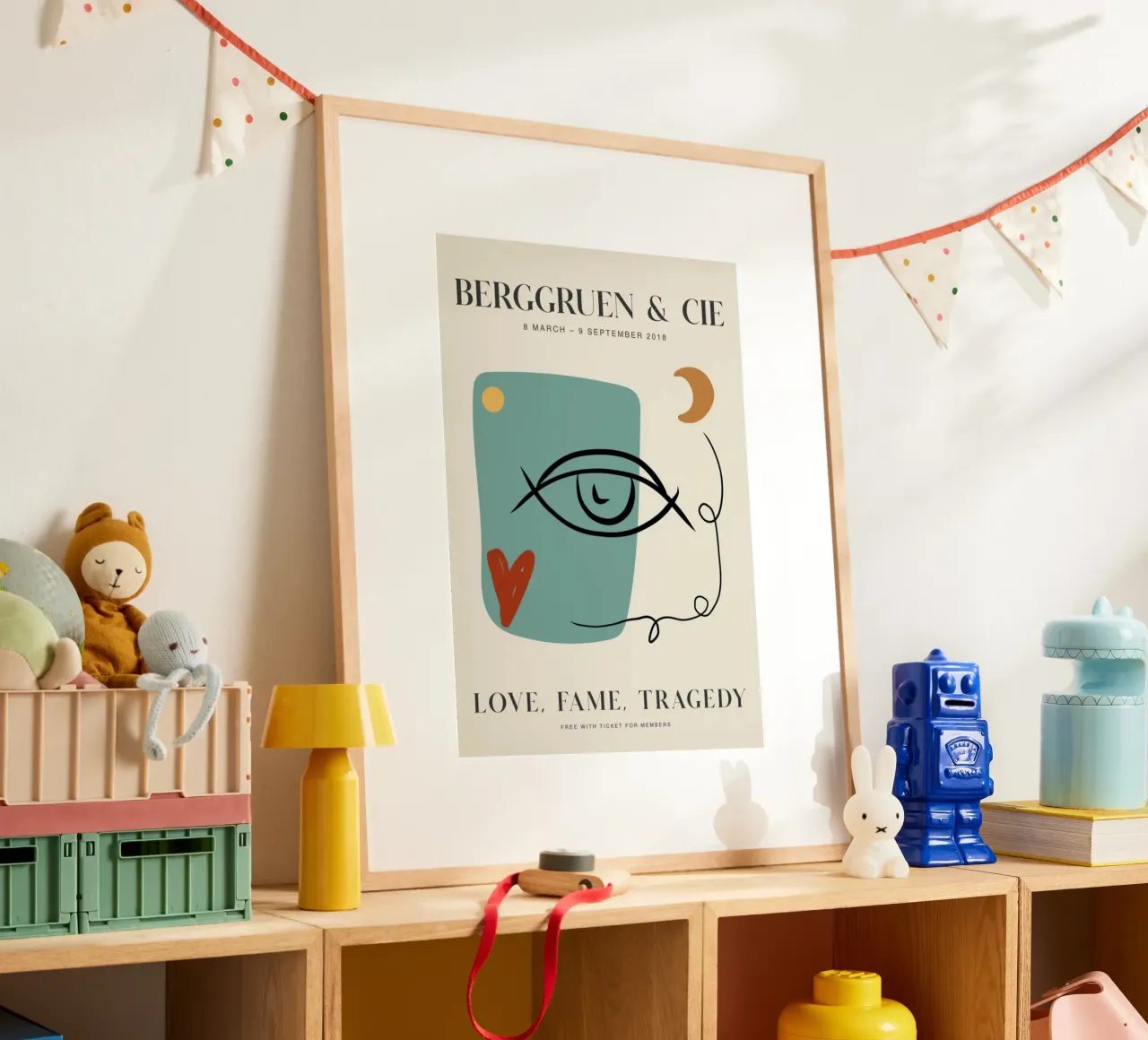 Modern Abstract Gezicht Oog Berggruen Tentoonstellingsprint poster met kunststof frame van homdeco